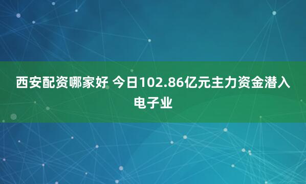 西安配资哪家好 今日102.86亿元主力资金潜入电子业